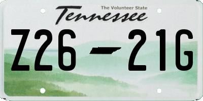 TN license plate Z2621G