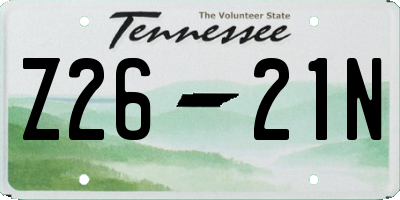 TN license plate Z2621N