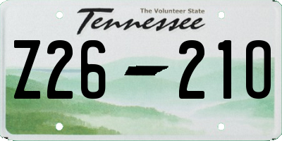TN license plate Z2621O
