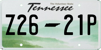 TN license plate Z2621P