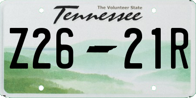 TN license plate Z2621R