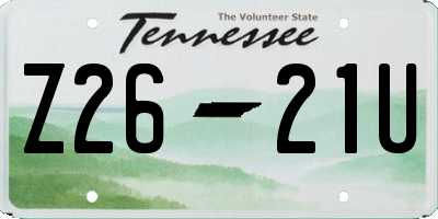 TN license plate Z2621U