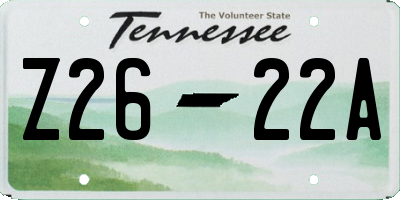 TN license plate Z2622A