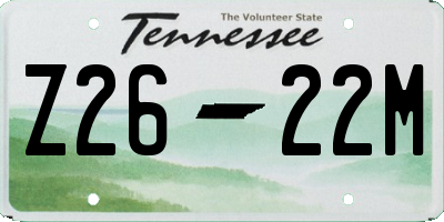 TN license plate Z2622M