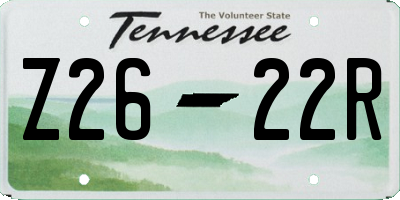 TN license plate Z2622R