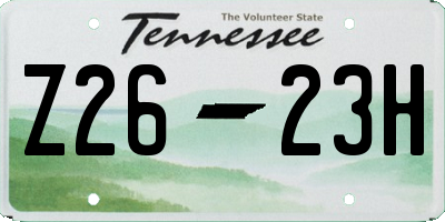 TN license plate Z2623H