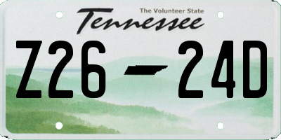 TN license plate Z2624D