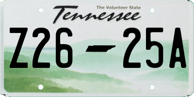 TN license plate Z2625A