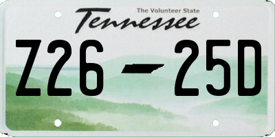 TN license plate Z2625D