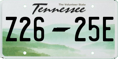 TN license plate Z2625E