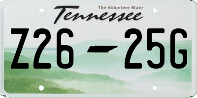 TN license plate Z2625G
