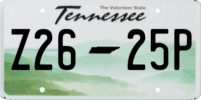 TN license plate Z2625P