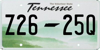 TN license plate Z2625Q