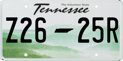 TN license plate Z2625R
