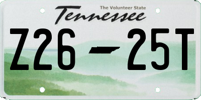TN license plate Z2625T