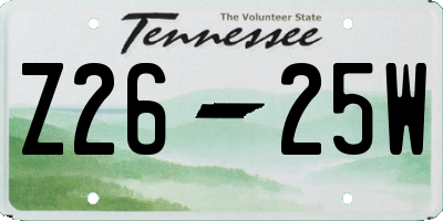 TN license plate Z2625W