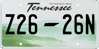 TN license plate Z2626N