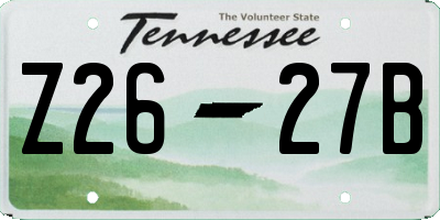 TN license plate Z2627B