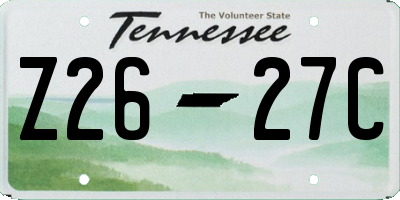 TN license plate Z2627C