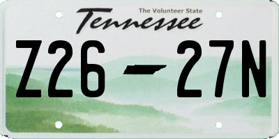 TN license plate Z2627N