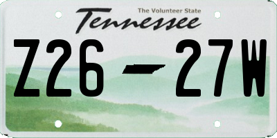 TN license plate Z2627W