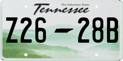 TN license plate Z2628B