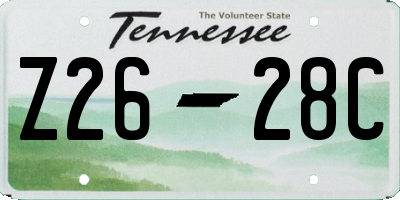 TN license plate Z2628C
