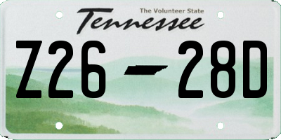 TN license plate Z2628D