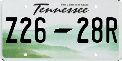 TN license plate Z2628R