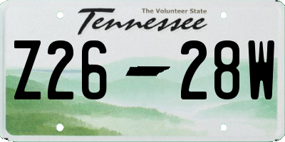 TN license plate Z2628W