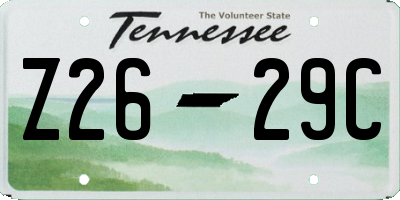 TN license plate Z2629C