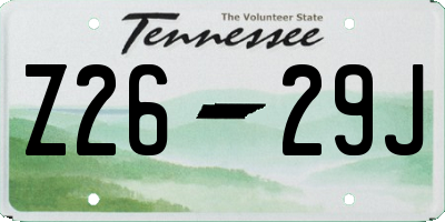 TN license plate Z2629J