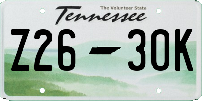 TN license plate Z2630K