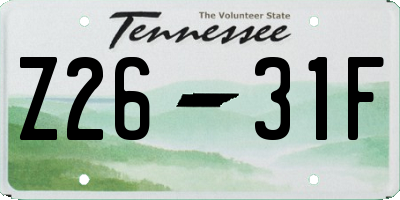 TN license plate Z2631F