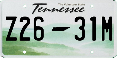 TN license plate Z2631M