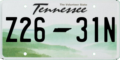 TN license plate Z2631N