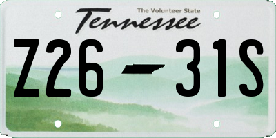 TN license plate Z2631S