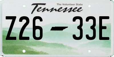 TN license plate Z2633E