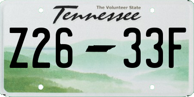 TN license plate Z2633F