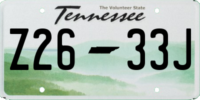 TN license plate Z2633J