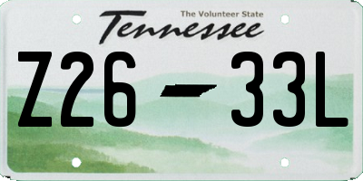 TN license plate Z2633L