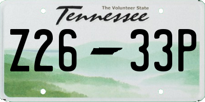 TN license plate Z2633P