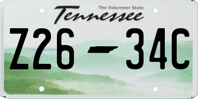 TN license plate Z2634C