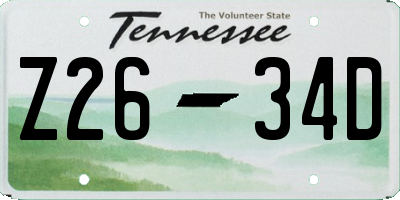 TN license plate Z2634D