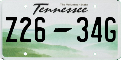 TN license plate Z2634G
