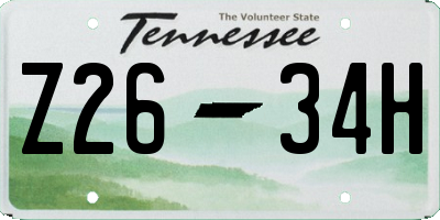 TN license plate Z2634H