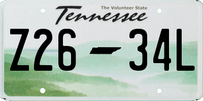 TN license plate Z2634L
