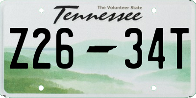 TN license plate Z2634T