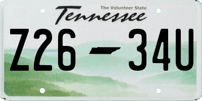 TN license plate Z2634U