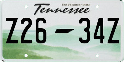 TN license plate Z2634Z